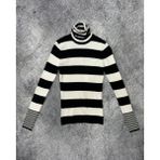 Irmak Kerekli Balıkçı Çizgili Body Triko Bluz 164211 - S - Ekru-Siyah