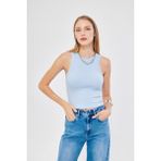 Irmak Kerekli Kadın Fitilli Basic Crop Atlet 4003 - Mavi