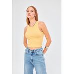 Irmak Kerekli Kadın Fitilli Basic Crop Atlet 4003 - Sarı - XL