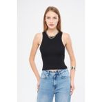 Irmak Kerekli Kadın Fitilli Basic Crop Atlet 4003 - Siyah - XL