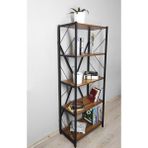 IRMAK Minimalist Ceviz Renkli Metal 5 Katlı Kitaplık Suntalam Malzeme ile Ev ve Ofis Kullanımı İçin 60x34x157 cm