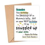 IrmaShops Grandpa - Love From The Bump Doğum Günü Kartı - Next Birthday I'll Be Snuggled Up in Your Arms - Grandpa To Be Card - Bump Doğum Günü Kartları - Büyükbaba Bday Kartları - Özel Baba