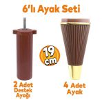 Iron 6'Lı Set Mobilya Tv Ünitesi Konsol Koltuk Kanepe Destek Ayağı 19 Cm Ceviz Ayakları M8 Civatalı