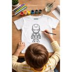 Iron Man Tişört Boyama Seti – Çocuk Full Set Fırçalı, Kreatif Elbise Tasarım Oyunu, 3+ Yaş - Beyaz - 7 - 8 Yaş