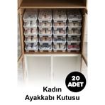 İronika 20 Adet Kadın Ayakkabı Kutusu Şeffaf Ayakkabı İstifleme Saklama Kutusu
