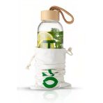İronika H2o Borosilikat Cam Matara Bambu Vakum Kapaklı Su Şişesi Suluk 600 Ml