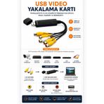 IRONSTAR USB Video Yakalama Kartı EasyCAP VİDEO TO RCA Görüntü Aktarıcı DVR CCTV Kamera VHS Kaset USB Dönüştürücü