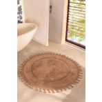 İrya Nora Yuvarlak Banyo Paspası %100 Pamuk 90x90 Bej