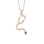 İryum Steteskop Safir Kolye