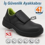 Iş Ayakkabısı S3 Cırtlı 41 Numara Deri Çelik Burunlu Kaymaz Tabanlı Güvenlik Kaynak Ayakkabıları - Gri - Siyah