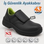 Iş Ayakkabısı S3 Cırtlı 43 Numara Deri Çelik Burunlu Kaymaz Tabanlı Güvenlik Kaynak Ayakkabıları - Gri - Siyah