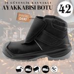Iş Botu Kaynak Ayakkabısı Hakiki Deri 42 Numara Su Itici Karbonat Burunlu Inşaatçı Güvenlik Ayakkabı - Siyah