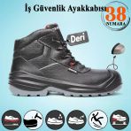 İş Güvenliği Ayakkabısı Hakiki Deri 38 Numara Kompozit Burunlu Bağcıklı İnşaatçı Ayakkabı Çizme