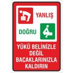 Iş Güvenliği Uyarı Levhası 24X34 Cm. (Yükü Belinizle Değil Bacaklarınızla Kaldırın) (İG034)