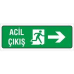 Iş Güvenliği Uyarı Levhası ( Acil Çıkış Sağ ) 12X34 Cm. (FD-1234-001)
