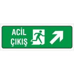 Iş Güvenliği Uyarı Levhası ( Acil Çıkış Sağ Üst ) 12X34 Cm. (FD-1234-003)