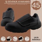 Iş Güvenlik Ayakkabısı Kaynakçı Ayakkabısı Çelik Demir Burunlu 45 Numara Cırtlı Inşaatçı Ayakkabı - Siyah