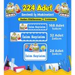 Iş Makineleri Temalı Okul Kreş Kişiye Özel Isim Etiket Seti - Model 255