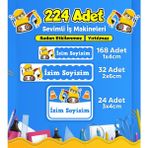 Iş Makineleri Temalı Okul Kreş Kişiye Özel Isim Etiket Seti - Model 263