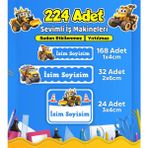 Iş Makineleri Temalı Okul Kreş Kişiye Özel Isim Etiket Seti - Model 551