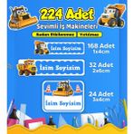 Iş Makineleri Temalı Okul Kreş Kişiye Özel Isim Etiket Seti - Model 556