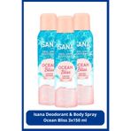 ISANA Deodorant & Body Sprey Ocean Bliss 3x150 ml