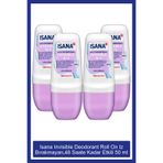 ISANA Invisible Deodorant Roll On Iz Bırakmayan Özel Formül, 48 Saate Kadar Etkili 50 ml X4 Adet