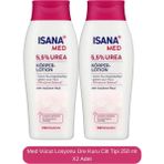 Isana Med Vücut Losyonu 5,5% Üre ile Kuru Ciltler için Hızlı Nemlendirme 500 ml X2 Adet