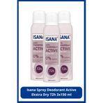 ISANA Sprey Deodorant Active Ekstra Dry 72h 3x150 ml