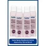 ISANA Sprey Deodorant Active Ekstra Dry 72h 4x150 ml