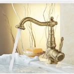 İsaoğlu Eskitme Lavabo Bataryası Antik Eskitme Musluk Işlemeli Vintage Lavabo Bataryası