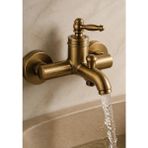 İsaoğlu Yapı Antik Gold Rustik Banyo Bataryası Retro Duş Armatürü Pirinç Paslanmaz Eskitme Gold Batarya