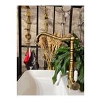 İSAOĞLU YAPI Antik Gold Zen Design Rustik Mufak Bataryası Mat Gold Rustik Batarya Pirinç Musluk Altın Evye Musluk