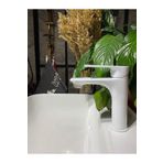 İSAOĞLU YAPI Beyaz Lavabo Bataryası Beyaz Banyo Musluğu Mat Beyaz Lavabo Musluk Kare Modern Tasarım