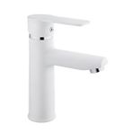 İSAOĞLU YAPI Beyaz Lavabo Bataryası Beyaz Lavabo Musluğu Mat Beyaz Leylak Armatür