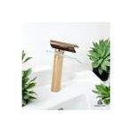 İsaoğlu Yapı Bronz Çanak Lavabo Bataryası Bakır Çanak Musluğu Glass Design Armatür Altın