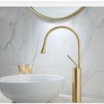 İsaoğlu Yapı Çanak Lavabo Bataryası Mat Gold Banyo Musluğu Drop Design Mat Altın Lavabo Bataryası