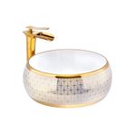 İSAOĞLU YAPI Çanak Lavabo Gold Beyaz Çanak Lavabo Seramik Banyo Lavabosu 40X40 Armatür Hariçtir