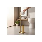 İsaoğlu Yapı Gold Ayaklı Banyo Seti Klozet Fırçalık Ve Tuvalet Kağıtlığı Modern Tasarım Komple Pirinç Materyal Altın