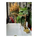 İsaoğlu Yapı Gold Lavabo Bataryası Zen Design Kolay Abdest Yüksek Lavabo Musluğu Klasik Tasarım Gold Altın