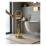 İSAOĞLU YAPI Gold Tuvalet Kağıtlık Klozet Fırçası Paslanmaz Pirinç Ayaklı Set Gold Renk Modern Tasarım Banyo Seti