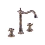 İSAOĞLU YAPI Mat Gold Ankastre Batarya Üç Girişli Vintage Ankastre Musluk Antik Gold Pirinç Lavabo Bataryası