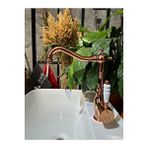 İsaoğlu Yapı Rose Bakır Lavabo Bataryası Zen Design Kolay Abdest Yüksek Lavabo Musluğu Bronz Bakır Altın