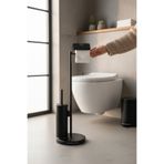 İSAOĞLU YAPI Siyah Tuvalet Kağıtlık Klozet Fırçalık Seti Paslanmaz Pirinç Malzeme Banyo Modern Ayaklı Set