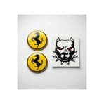 İŞCAN MOTOR Silikonlu Ferrari Logo Sarı (5X5 CM) İkili Damla Etiket Sticker + Pitbul Sticker Hediyeli