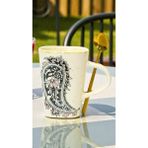 iselahome Meloria Seramik Kabartma Desenli Kaşıklı Kupa 280 ml - Pembe