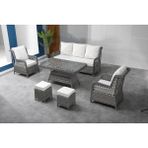 İserdi Garden Iserdi Garden Izmir Rattan Bahçe Balkon Koltuk Takımı 3+1+1+Masa+2puf - Gri