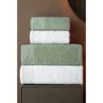 Isessia 4'lü Hamam Takımı Banyo Havlu Seti | 2 Adet 50X90 + 2 Adet 70X140 %100 Pamuk Yumuşak Havlu - Standart - Yeşil - Beyaz