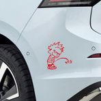 Işeyen Çocuk Sticker Model 2 - Oto Sticker - Araba Sticker - Araç Sticker - Cam Sticker - 13cm X 15cm - Kırmızı