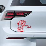 Işeyen Çocuk Sticker Model 3 - Oto Sticker - Araba Sticker - Araç Sticker - Cam Sticker - 20cm X 17cm - Kırmızı